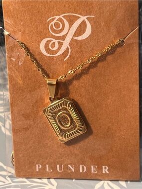 Plunder Gold tone Stainless Steel “O” pendant with Twisted Rope Chain
